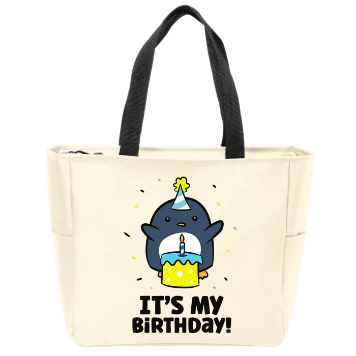 It's My Birthday! Cute Birthday Penguin Zip Tote Bag