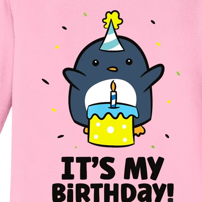 It's My Birthday! Cute Birthday Penguin Baby Long Sleeve Bodysuit