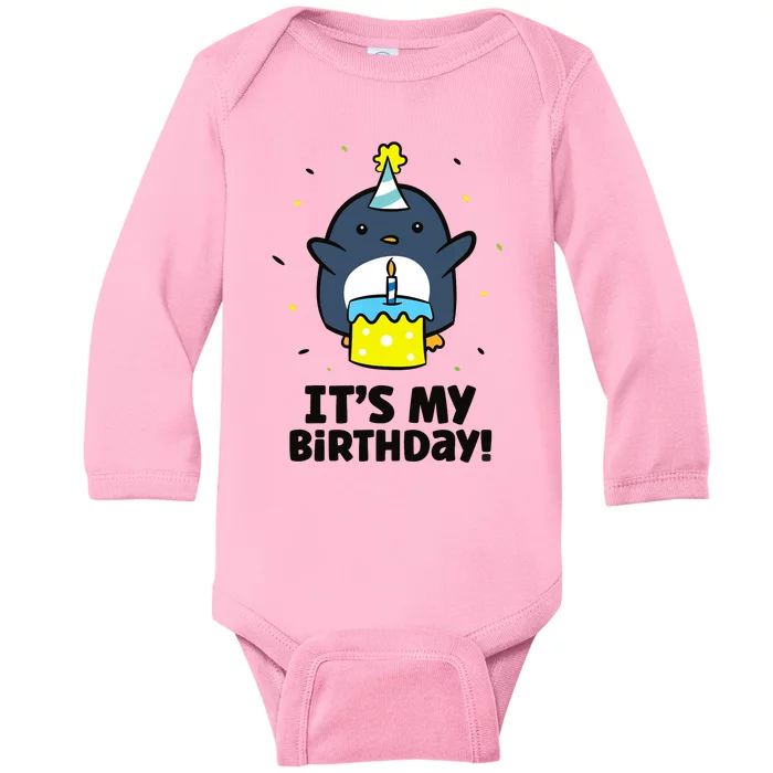 It's My Birthday! Cute Birthday Penguin Baby Long Sleeve Bodysuit