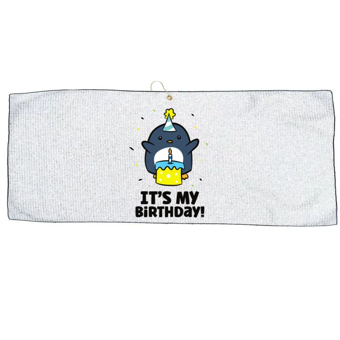 It's My Birthday! Cute Birthday Penguin Large Microfiber Waffle Golf Towel