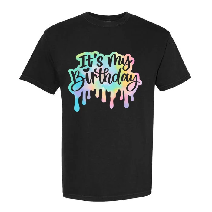 Its My Birthday For Women Teens Girls Retro Tie Dye Garment-Dyed Heavyweight T-Shirt