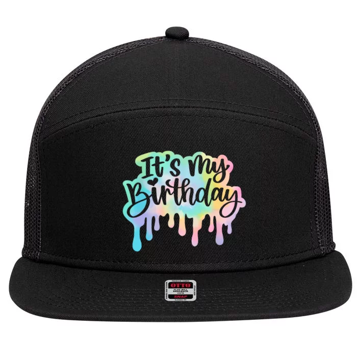 Its My Birthday For Women Teens Girls Retro Tie Dye 7 Panel Mesh Trucker Snapback Hat