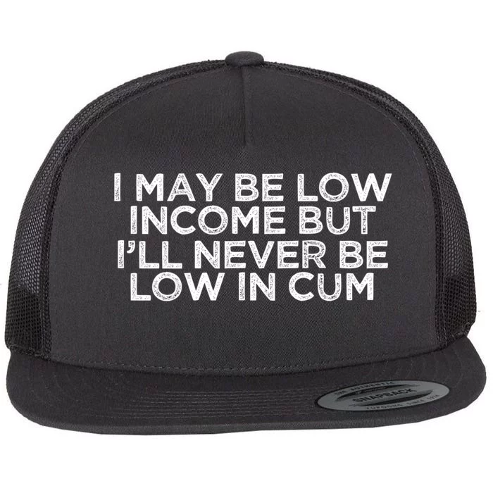 I May Be Low Income But I’ll Never Be Low In Cum Funny Flat Bill Trucker Hat