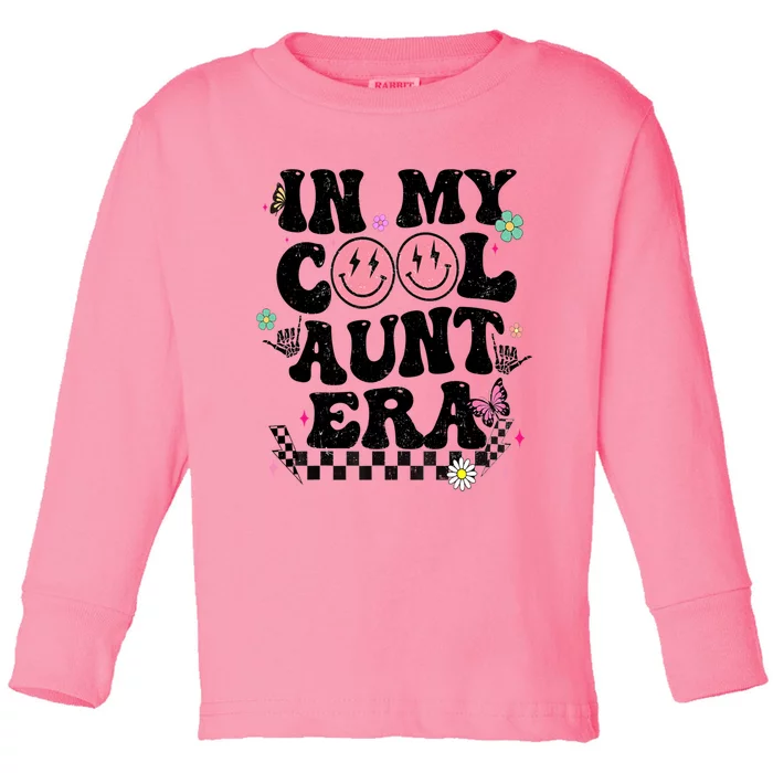 In My Cool Aunt Era Retro Groovy For Auntie Gift Toddler Long Sleeve Shirt