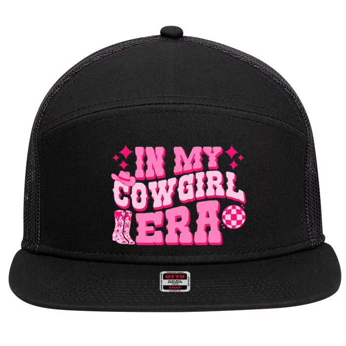 In My Cowgirl Era Groovy Cute Western Rodeo 7 Panel Mesh Trucker Snapback Hat