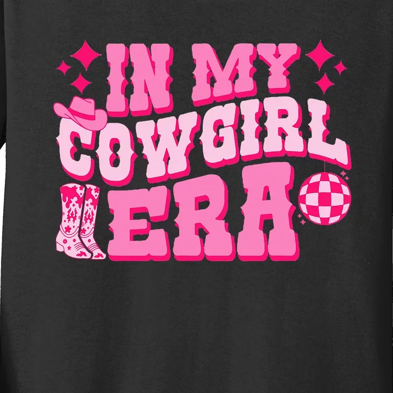 In My Cowgirl Era Groovy Cute Western Rodeo Kids Long Sleeve Shirt