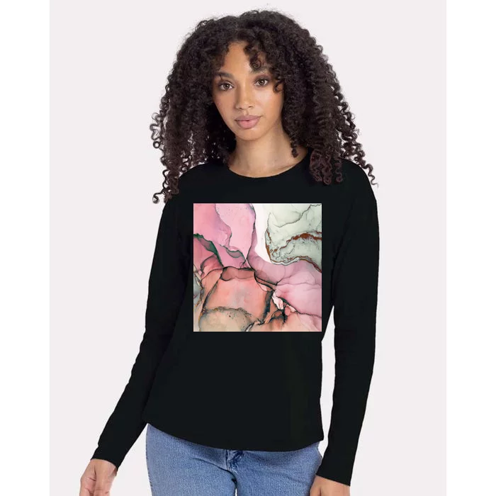 Ink Modern Contemporary Art Painting Womens Cotton Relaxed Long Sleeve T-Shirt