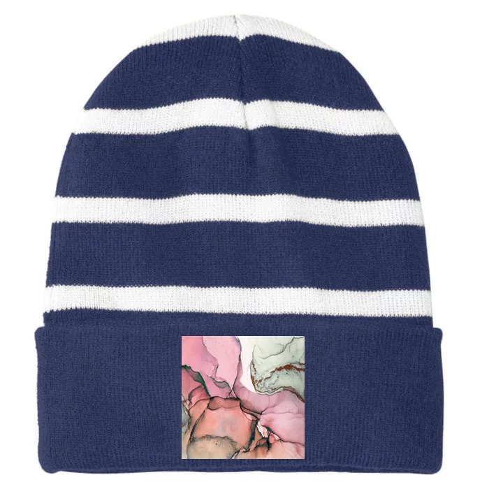 Ink Modern Contemporary Art Painting Striped Beanie with Solid Band