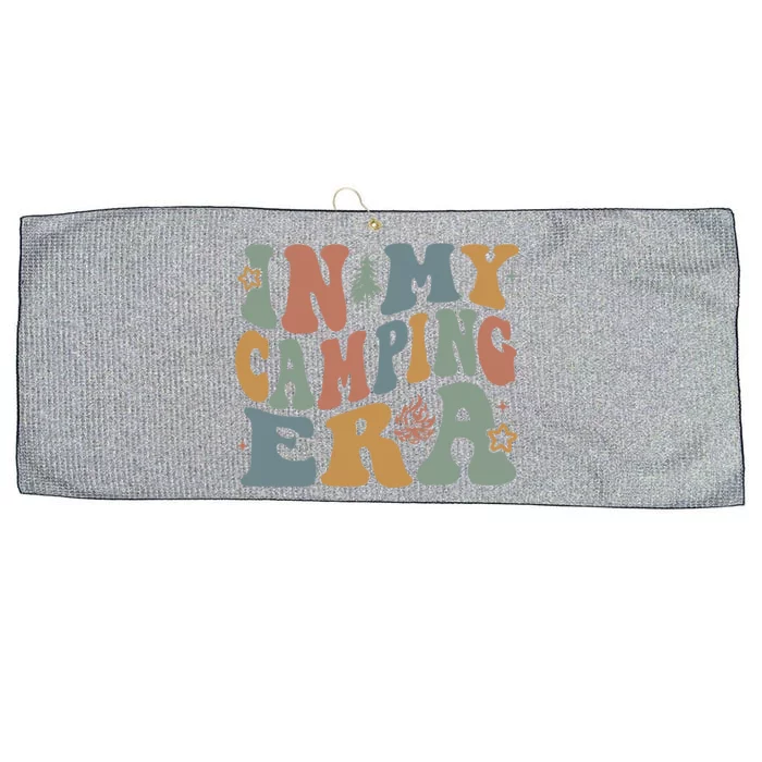 In My Camping Era Retro Wavy Groovy Style For Camper Gift Large Microfiber Waffle Golf Towel