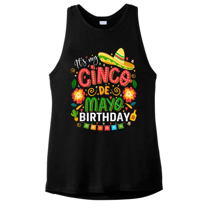 ItS My Cinco De Mayo Birthday Funny Cinco De Mayo Birthday Ladies Tri-Blend Wicking Tank