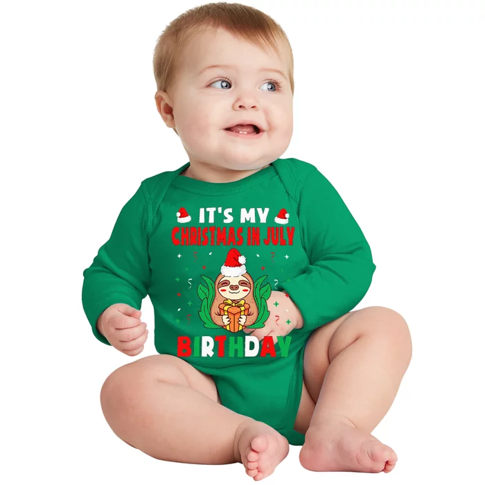 It's My Christmas In July Birthday Born On 25th Of July 25 Baby Long Sleeve Bodysuit