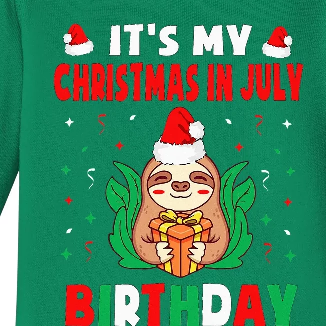 It's My Christmas In July Birthday Born On 25th Of July 25 Baby Long Sleeve Bodysuit