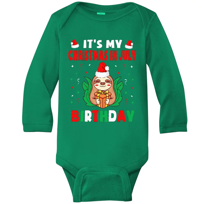 It's My Christmas In July Birthday Born On 25th Of July 25 Baby Long Sleeve Bodysuit