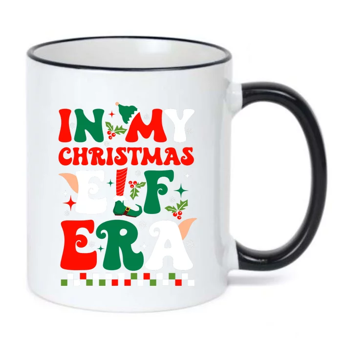 In My Christmas Elf Era Xmas Groovy Santa Squad Holiday Black Color Changing Mug