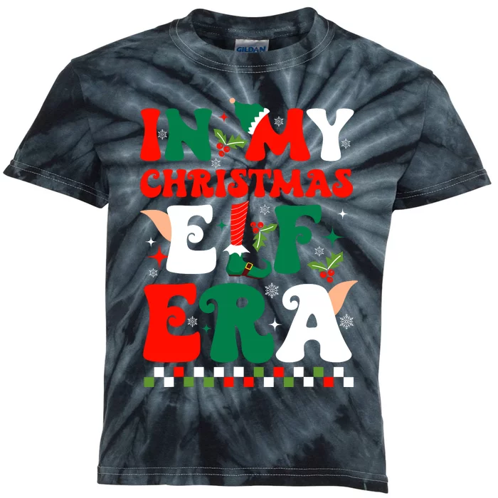 In My Christmas Elf Era Xmas Groovy Santa Squad Holiday Kids Tie-Dye T-Shirt