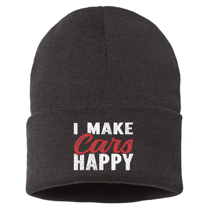 I make cars Happy Auto Detailer Car Detailing Sustainable Knit Beanie