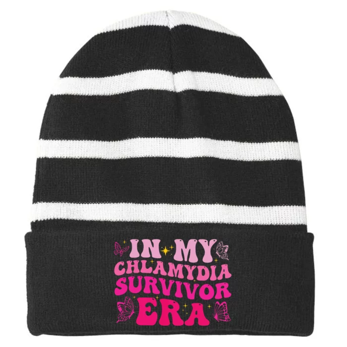 In My Chlamydia Survivor Era Striped Beanie with Solid Band