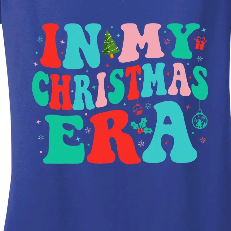 In My Christmas Era Cute Groovy Christmas Holiday Xmas Women's V-Neck T-Shirt