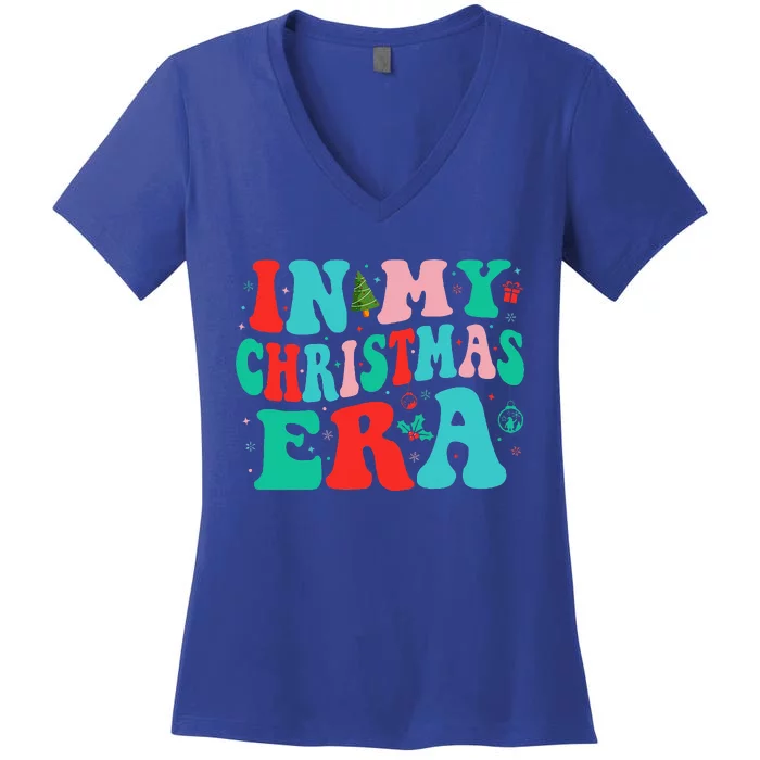 In My Christmas Era Cute Groovy Christmas Holiday Xmas Women's V-Neck T-Shirt