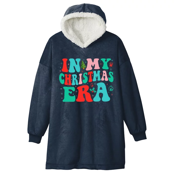 In My Christmas Era Cute Groovy Christmas Holiday Xmas Hooded Wearable Blanket