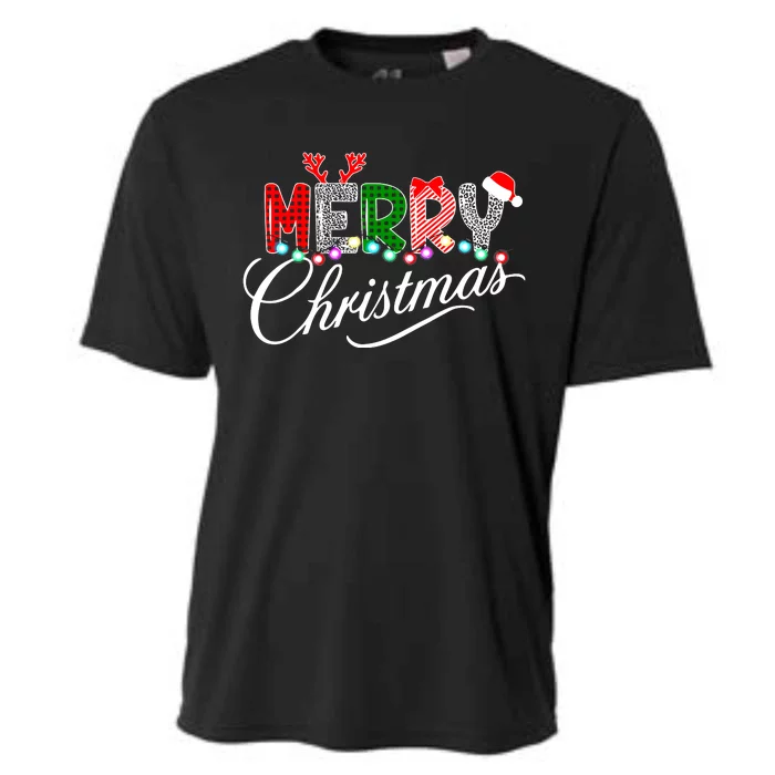 Ideas Merry Christmas | Plaid Graphic Christmas Letter Cooling Performance Crew T-Shirt