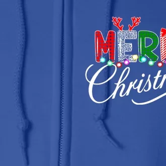 Ideas Merry Christmas | Plaid Graphic Christmas Letter Full Zip Hoodie