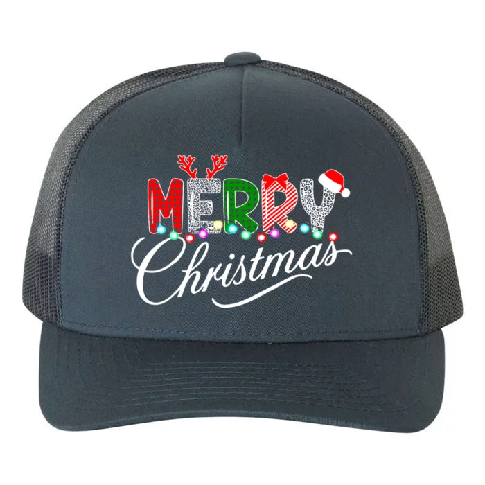 Ideas Merry Christmas | Plaid Graphic Christmas Letter Yupoong Adult 5-Panel Trucker Hat