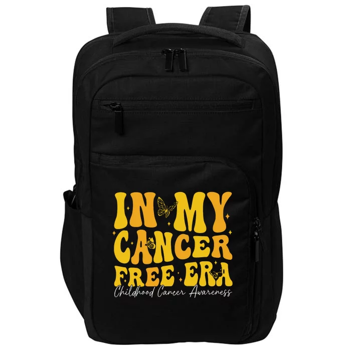 In My Cancer Free Era Childhood Cancer Awareness Gold Ribbon Impact Tech Backpack