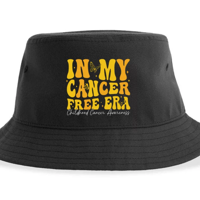 In My Cancer Free Era Childhood Cancer Awareness Gold Ribbon Sustainable Bucket Hat