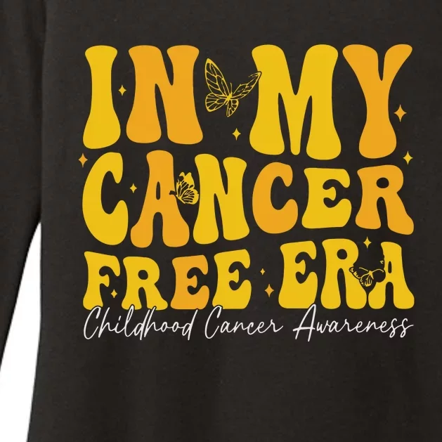 In My Cancer Free Era Childhood Cancer Awareness Gold Ribbon Womens CVC Long Sleeve Shirt