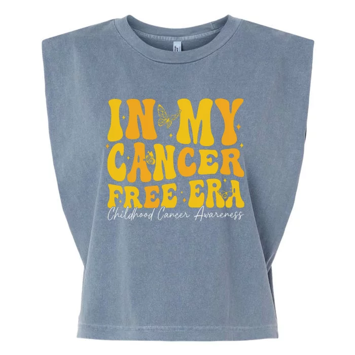 In My Cancer Free Era Childhood Cancer Awareness Gold Ribbon Garment-Dyed Women's Muscle Tee