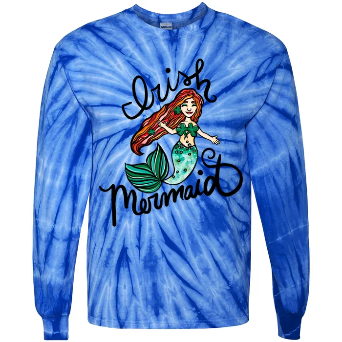 Irish Mermaid Cute St Patrick's Day Gift Tie-Dye Long Sleeve Shirt