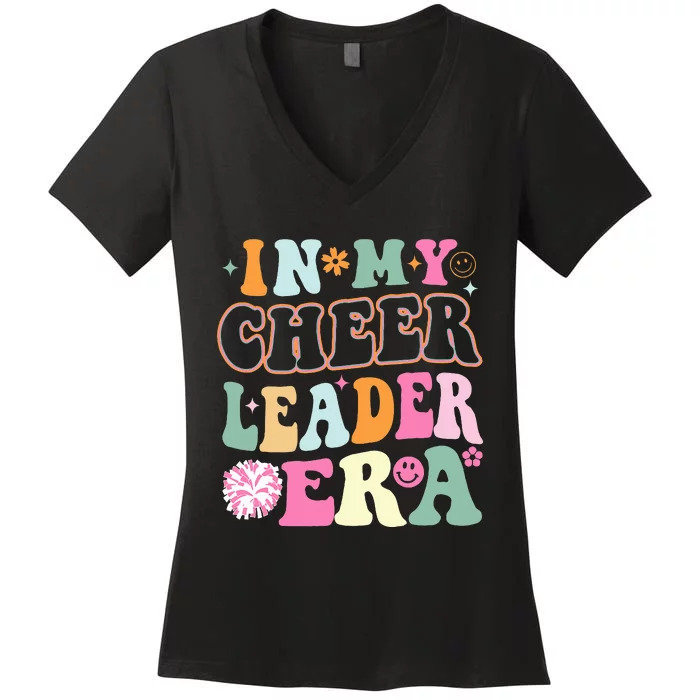 In My Cheer Coach Era Funny Retro Cheerleader Cheerleading Women's V-Neck T-Shirt