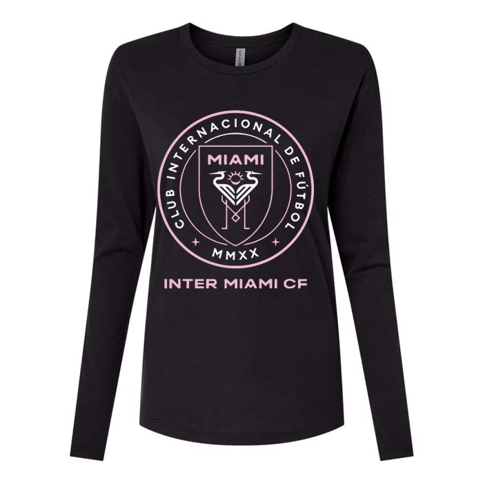 Inter Miami Cf Primary Logo Womens Cotton Relaxed Long Sleeve T-Shirt