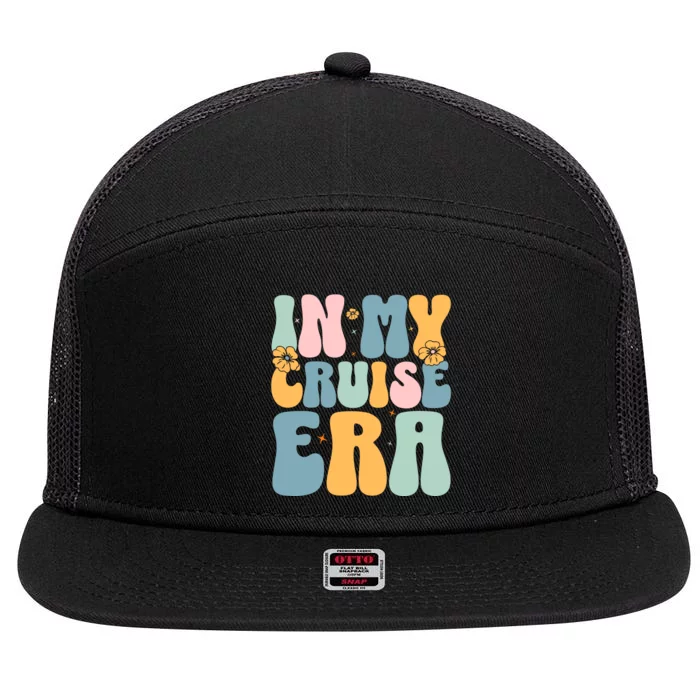 In My Cruise Era Family Vacation Funny Cruise Lover 7 Panel Mesh Trucker Snapback Hat