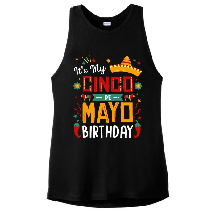 It's My Cinco De Mayo Birthday Ladies Tri-Blend Wicking Tank