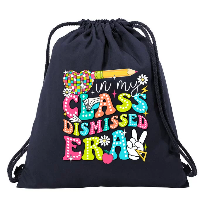 In My Class Dismissed Era Graduate Last Day Of School Groovy Great Gift Drawstring Bag