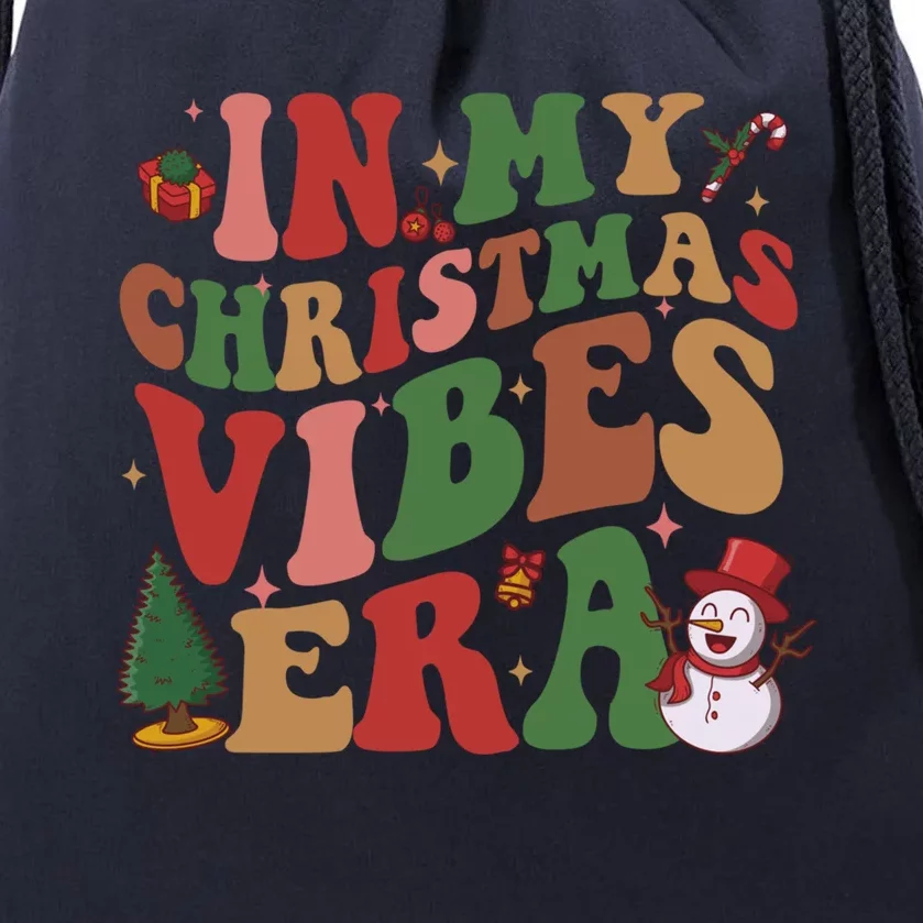 In My Christmas Vibes Era Groovy Christmas Matching Family Cool Gift Drawstring Bag