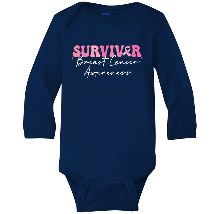 In My Cancer Free Era Breast Cancer Awareness Front & Back Baby Long Sleeve Bodysuit