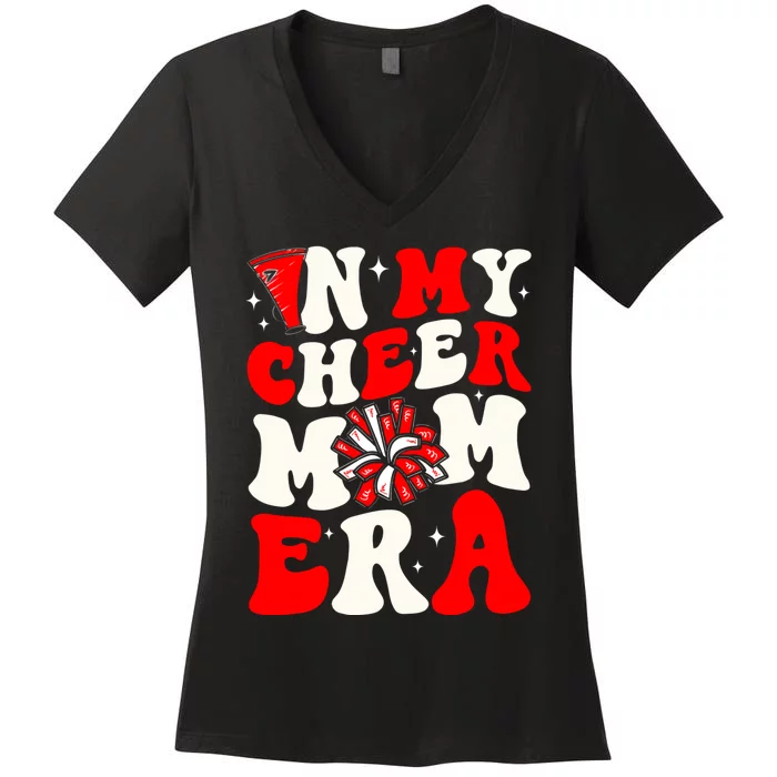 In My Cheer Mom Era Trendy Cheerleading Football Mom Life Women's V-Neck T-Shirt