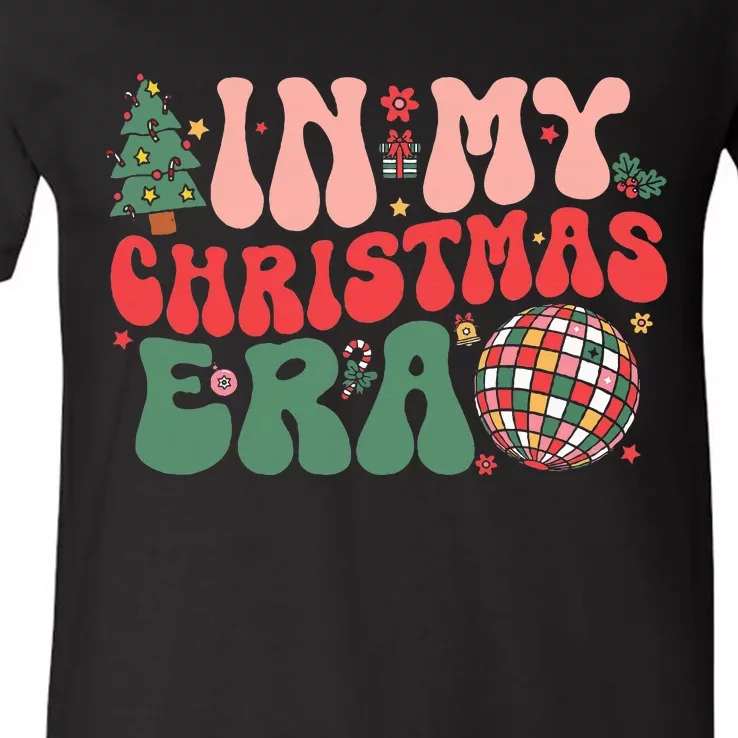 In My Christmas Era Groovy Retro V-Neck T-Shirt