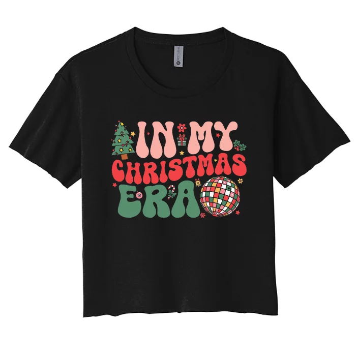 In My Christmas Era Groovy Retro Women's Crop Top Tee