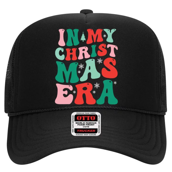 In My Christmas Era Groovy Xmas High Crown Mesh Trucker Hat