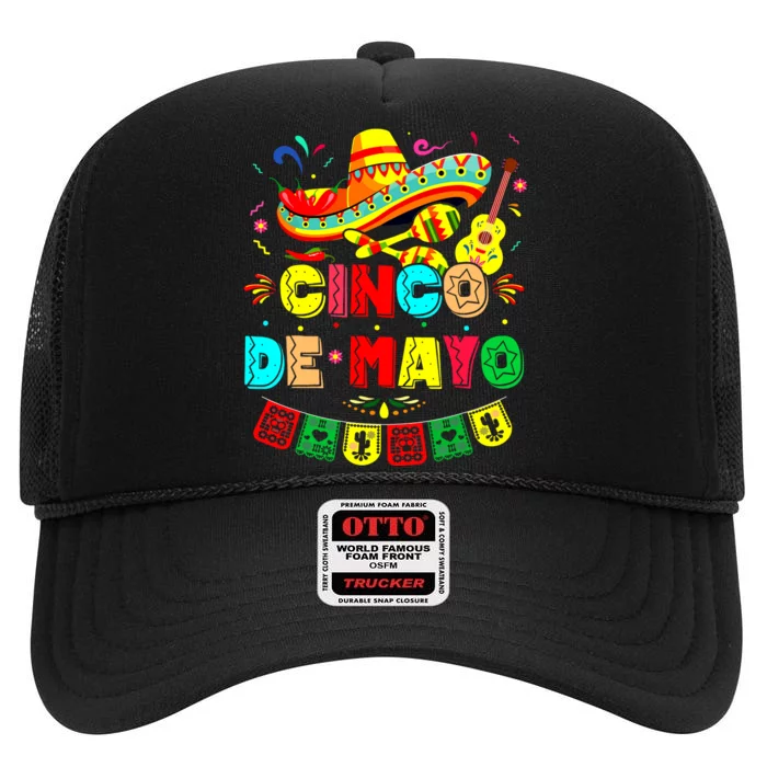 Its My Cinco De Mayo Birthday Funny Birthday Party Mexican High Crown Mesh Trucker Hat