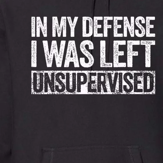 In My Defense I Was Left Unsupervised Funny Premium Hoodie