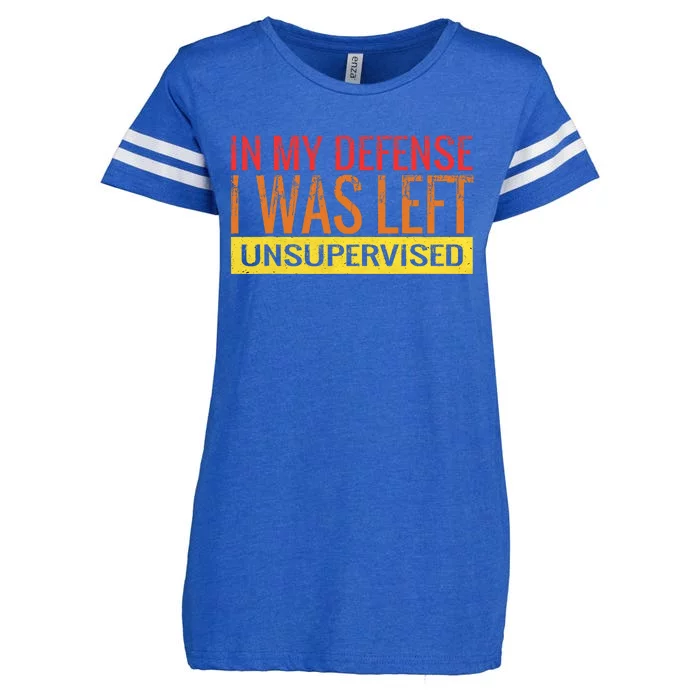 In My Defense I Was Left Unsupervised | Funny Retro Vintage Enza Ladies Jersey Football T-Shirt