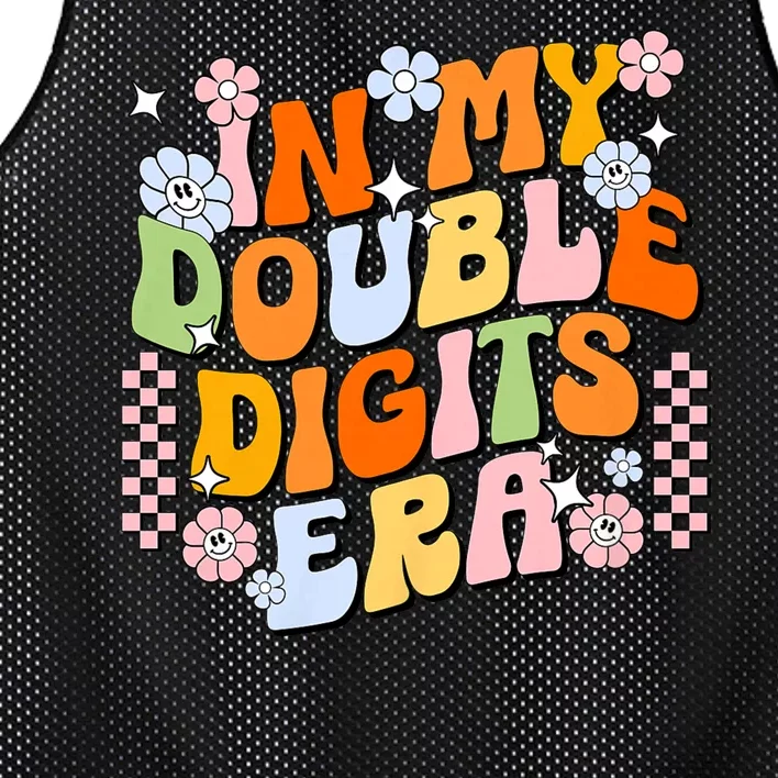 In My Double Digits Era Retro 10 Year Old 10th Birthday Girl Mesh Reversible Basketball Jersey Tank