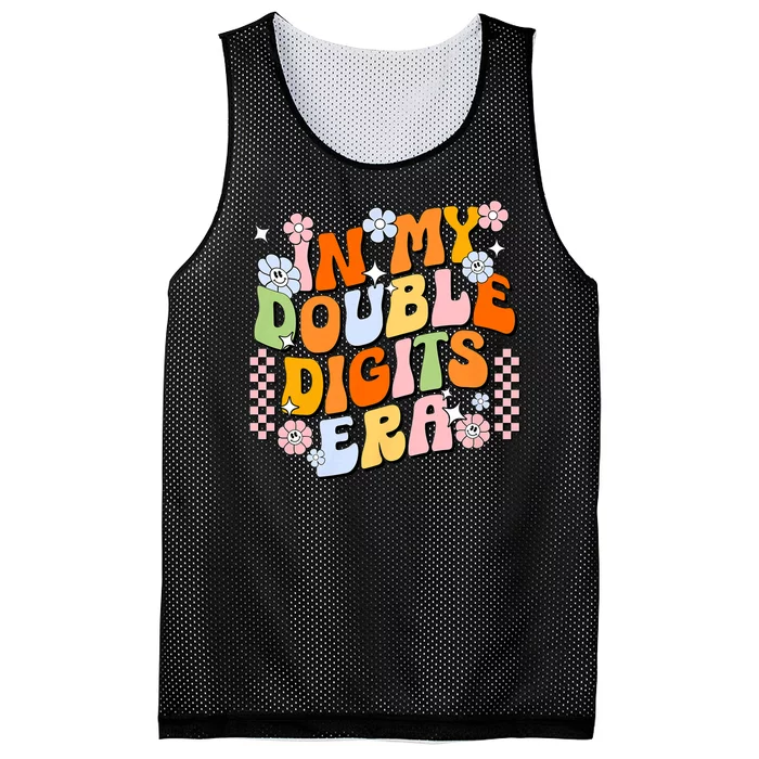 In My Double Digits Era Retro 10 Year Old 10th Birthday Girl Mesh Reversible Basketball Jersey Tank