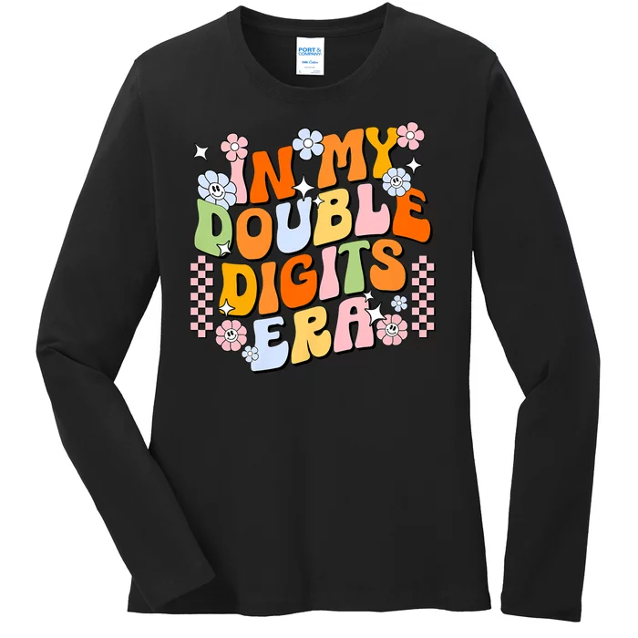 In My Double Digits Era Retro 10 Year Old 10th Birthday Girl Ladies Long Sleeve Shirt