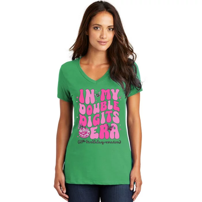 In My Double Digits Era 10th Birthday Version Women's V-Neck T-Shirt